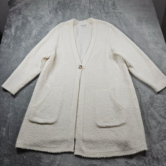J. Jill Sweaters - J Jill Cardigan Womens XL Petite Cream Cozy Coastal Chic Neutral Textured Duster